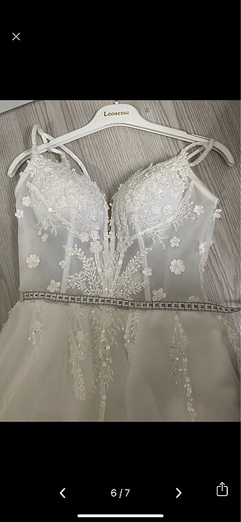 Askılı Çiçekli Helen Gelinlik - Görsel 6