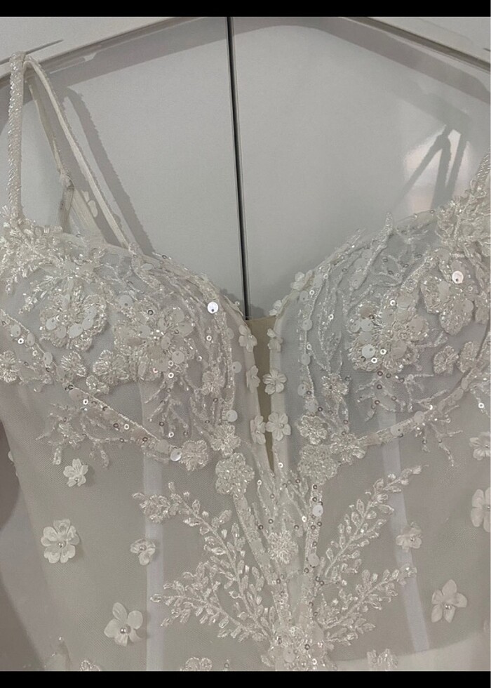 Askılı Çiçekli Helen Gelinlik - Görsel 4