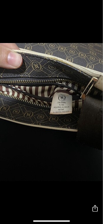  Beden kahverengi Renk Vakko monogram askılı çanta