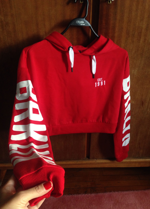 Topshop Kitmizi kapsonlu sweat