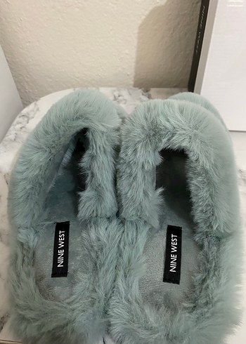 Nine West NİNE WEST Gri Peluş Platform Topuklu Kadın Terlik