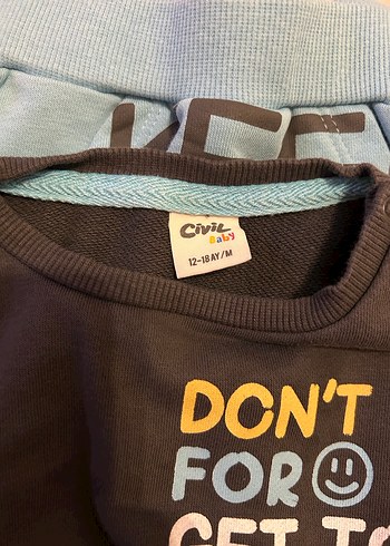 Gri Bebek Uzun Kollu Sweatshirt ve Mavi Pantolon Seti - Görsel 3