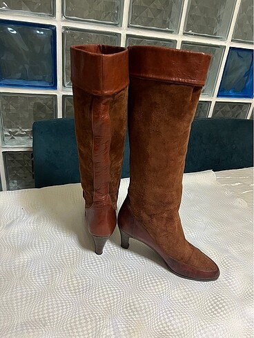 36 Beden #Vakko #Çizme #Deri #Süet #Kahverengi #Vintage