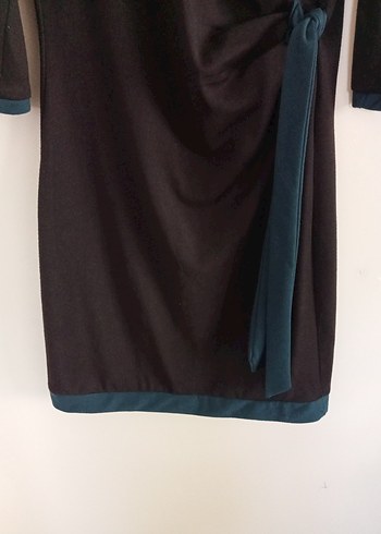 Drapeli Siyah Midi Kadın Elbise - Görsel 4