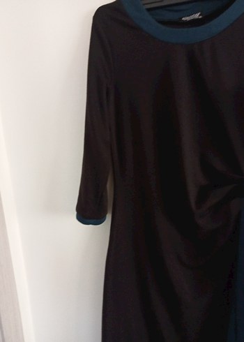 Drapeli Siyah Midi Kadın Elbise - Görsel 5