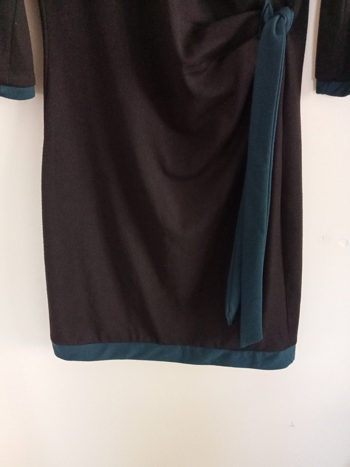 Drapeli Siyah Midi Kadın Elbise - Görsel 4