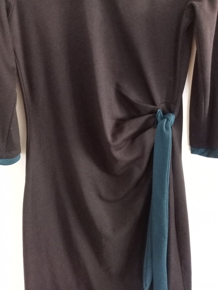 Drapeli Siyah Midi Kadın Elbise - Görsel 3