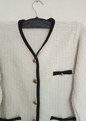 Düğmeli Beyaz Mini Vintage Hırka - Görsel 2