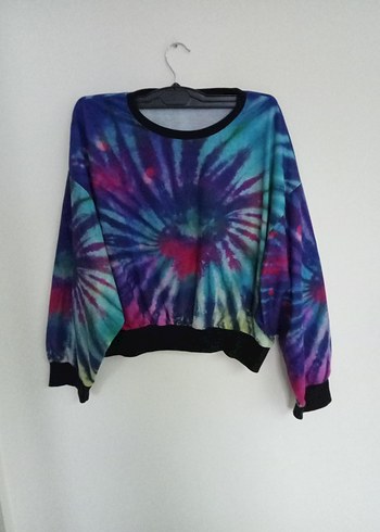 Kadın Çok Renkli Batik Desenli Sweatshirt - Görsel 4