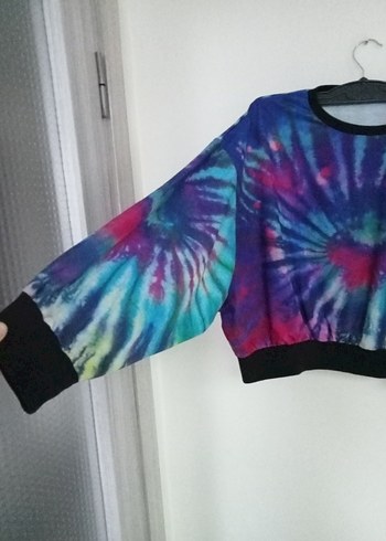 Kadın Çok Renkli Batik Desenli Sweatshirt - Görsel 3