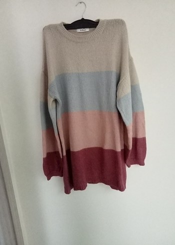 Renkli Çizgili Örgü Kadın Kazak - Görsel 8