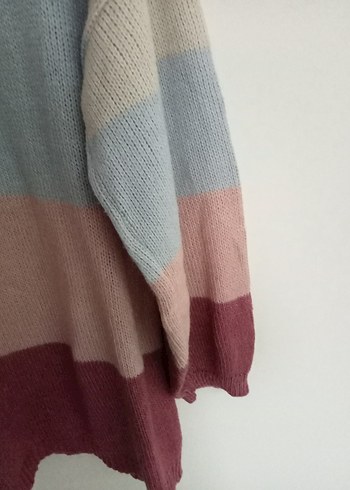 Renkli Çizgili Örgü Kadın Kazak - Görsel 7