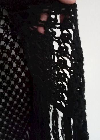 Siyah Örgü Kadın şal - Görsel 2