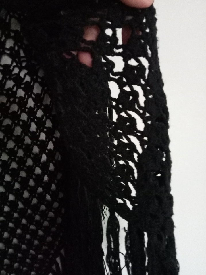 Siyah Örgü Kadın şal - Görsel 2