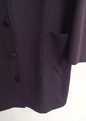 Düğmeli cepli  Mor  Kadın hirka - Görsel 3