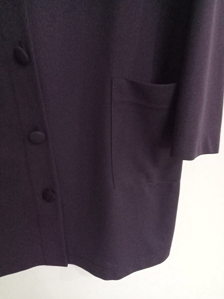 Düğmeli cepli  Mor  Kadın hirka - Görsel 3