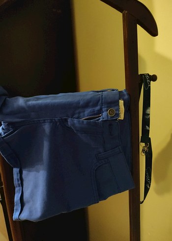 Kadın Saks Mavi Mini Kot Şort - Görsel 3