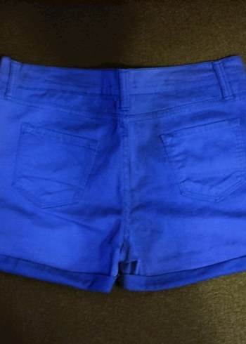 Kadın Saks Mavi Mini Kot Şort - Görsel 2