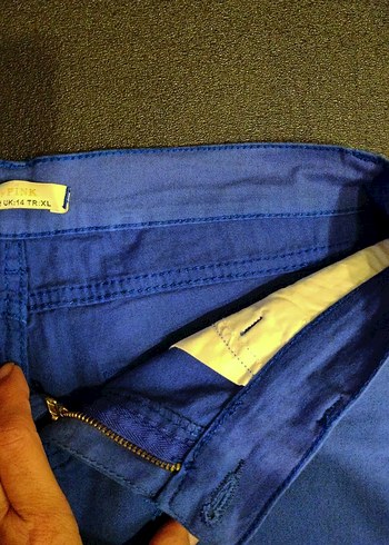 Kadın Saks Mavi Mini Kot Şort - Görsel 6