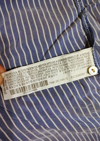 Zara Mavi Çizgili Pamuklu Uzun Kollu Gömlek - Görsel 4