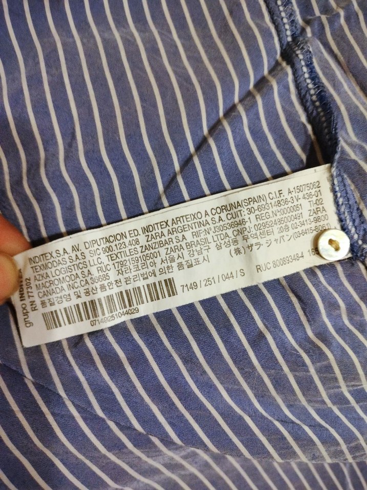 Zara Mavi Çizgili Pamuklu Uzun Kollu Gömlek - Görsel 4