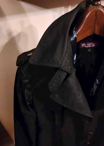 Siyah Kadın Midi Trençkot Kemerli - Görsel 4