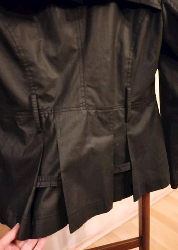 Siyah Kadın Midi Trençkot Kemerli - Görsel 7