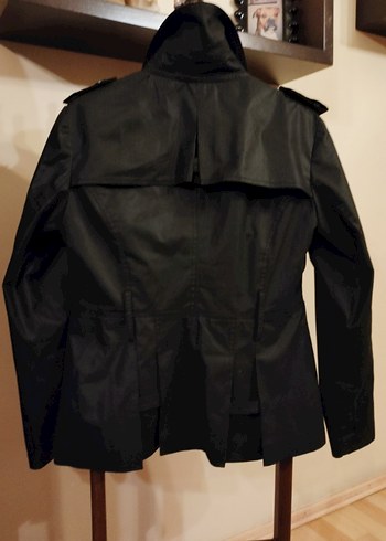 Siyah Kadın Midi Trençkot Kemerli - Görsel 2