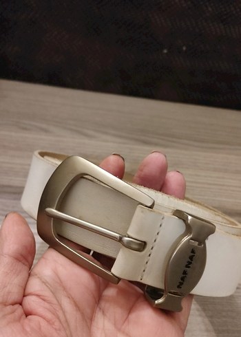 Mudo beyaz deri kemer - Görsel 3