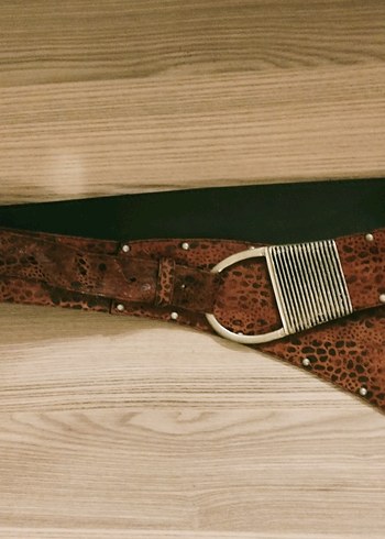 leopar desenli deri_süet kemer - Görsel 5