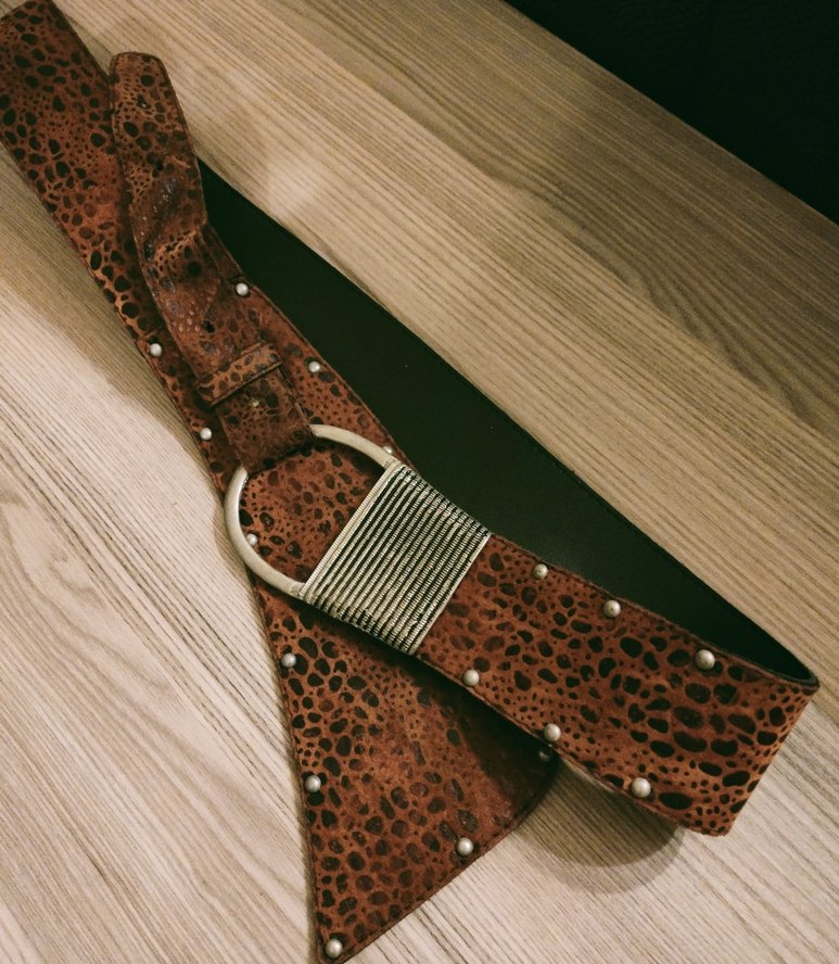 leopar desenli deri_süet kemer - Görsel 2