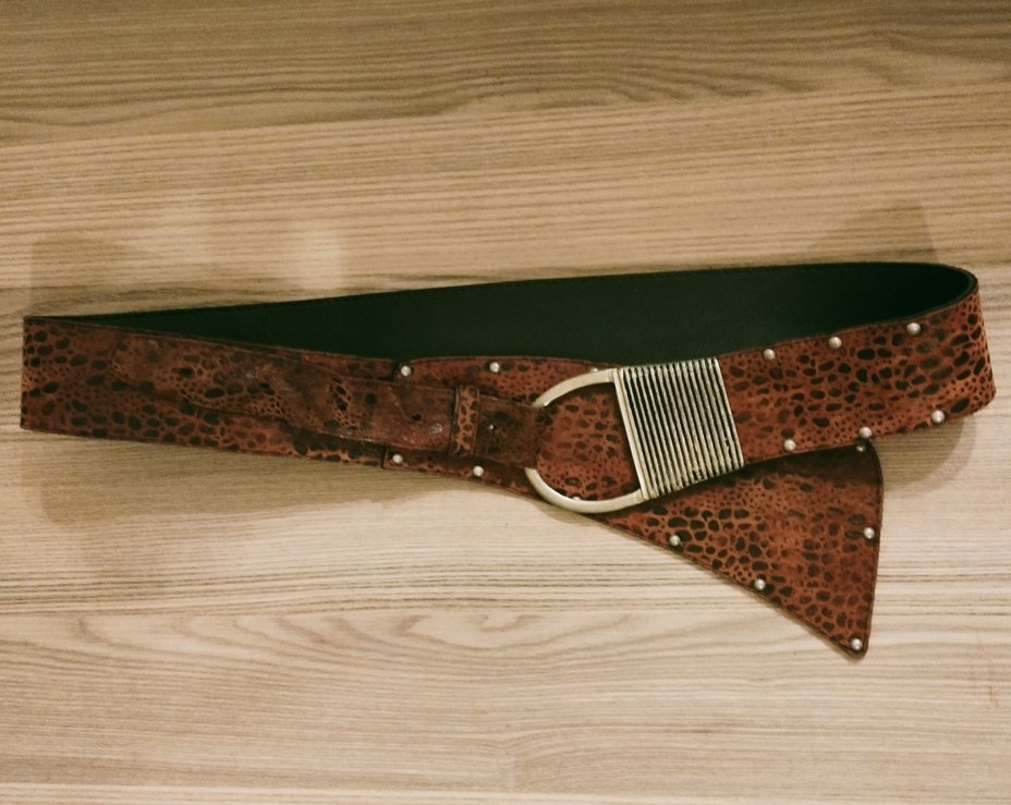 leopar desenli deri_süet kemer - Görsel 5