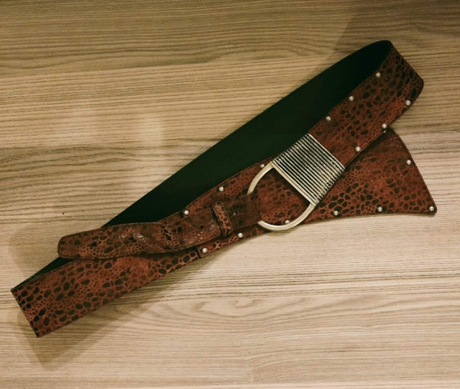 leopar desenli deri_süet kemer - Görsel 3