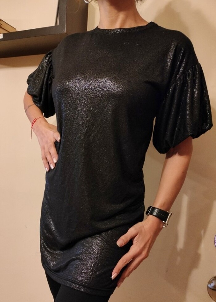 antrasit simli mini elbise - Görsel 3