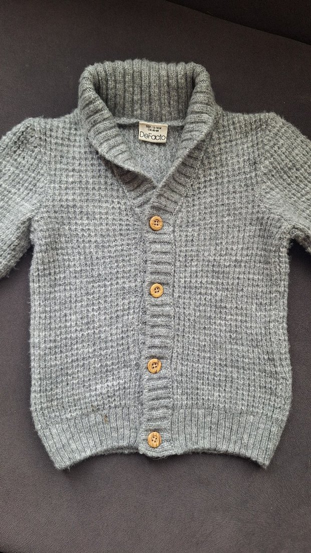 Gri Erkek Çocuk Örgü Hırka - Görsel 2