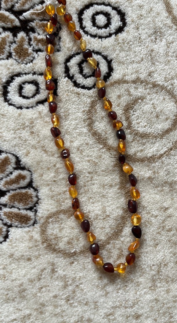 Uzun Kahverengi Boncuklu Bohem Kolye kehribar - Görsel 3