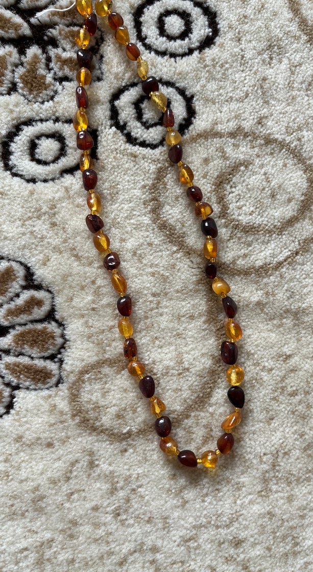 Uzun Kahverengi Boncuklu Bohem Kolye kehribar - Görsel 2