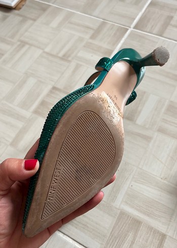 Yeşil Payetli Stiletto Topuklu Kadın Ayakkabı - Görsel 4