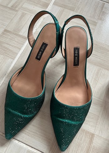 Yeşil Payetli Stiletto Topuklu Kadın Ayakkabı - Görsel 3