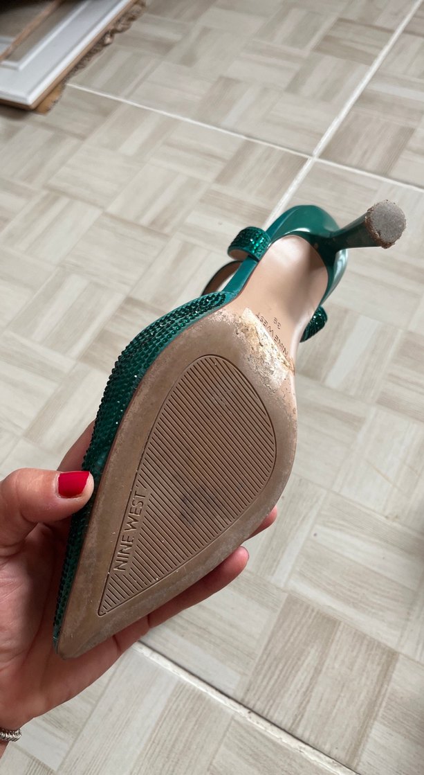 Yeşil Payetli Stiletto Topuklu Kadın Ayakkabı - Görsel 4