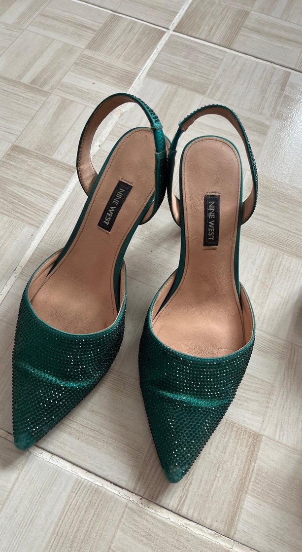 Yeşil Payetli Stiletto Topuklu Kadın Ayakkabı - Görsel 3