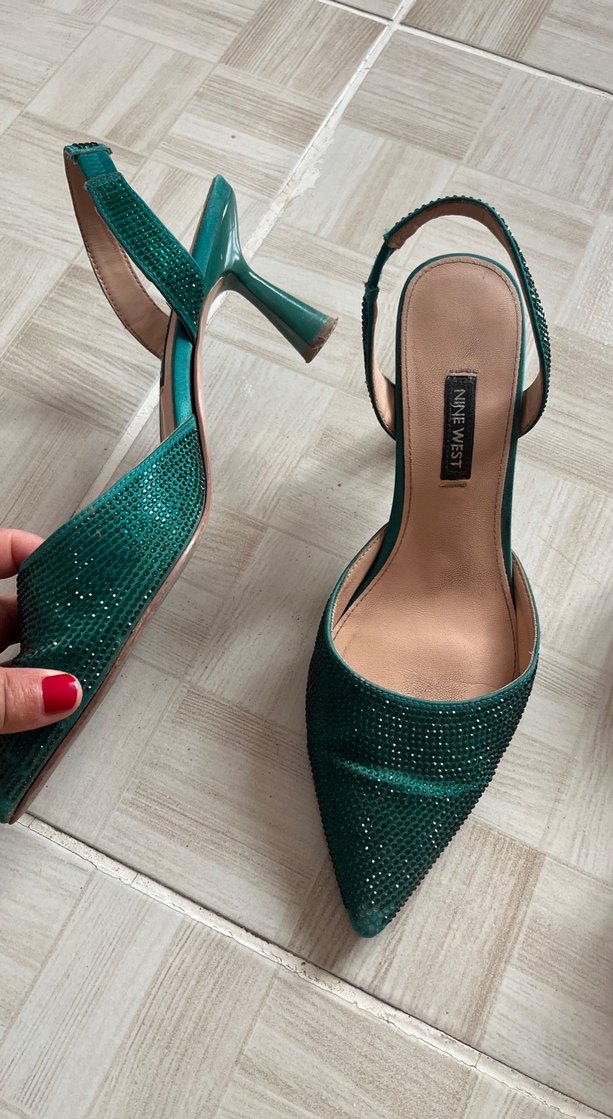 Yeşil Payetli Stiletto Topuklu Kadın Ayakkabı - Görsel 2