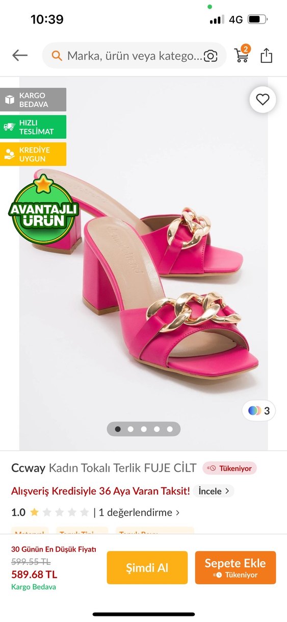 Kırmızı Yılan Desenli Zincir Detaylı Topuklu Terlik - Görsel 4