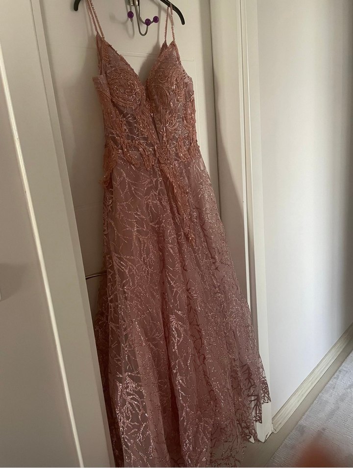 Dantel İşlemeli Uzun Bohem V-Yaka Elbise - Görsel 2