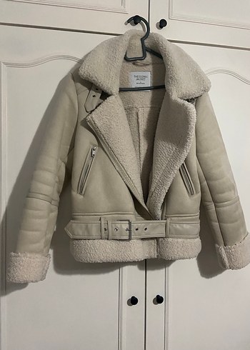 Kürklü Bej Süet Kısa Mont - Görsel 5