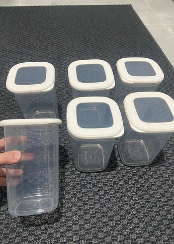 Beyaz Kapaklı Gri Plastik Saklama Kabı Seti - Görsel 3