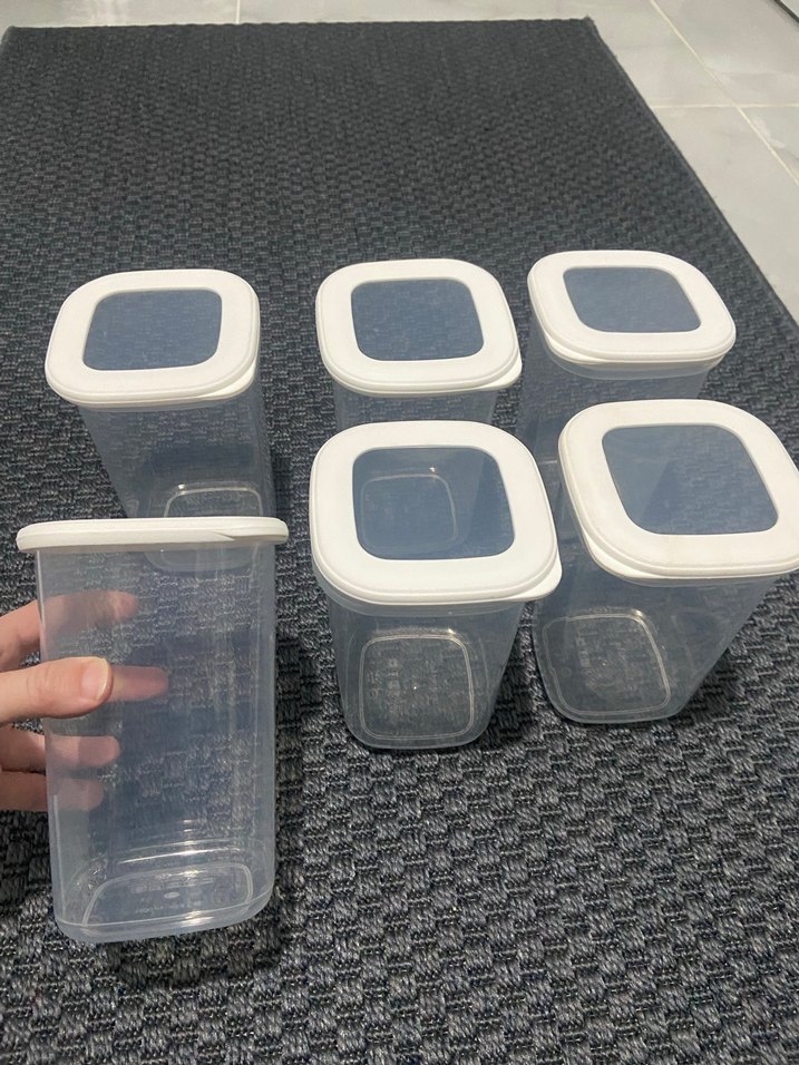 Beyaz Kapaklı Gri Plastik Saklama Kabı Seti - Görsel 3