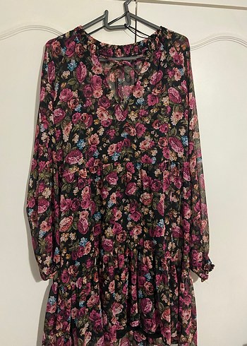 Çiçek Desenli Uzun Kollu Bohem Tunik - Görsel 3