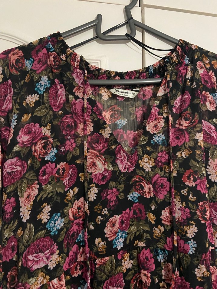 Çiçek Desenli Uzun Kollu Bohem Tunik - Görsel 2