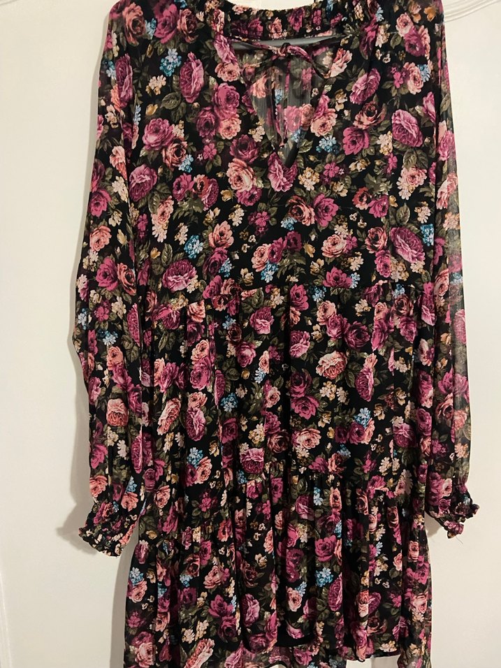 Çiçek Desenli Uzun Kollu Bohem Tunik - Görsel 4